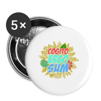 Cogito ergo sum - Buttons groß 56 mm (5er Pack) - Weiß - Vorne