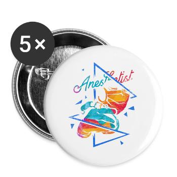 Umsichtiger Anästhesist Operationssaal - Buttons groß 56 mm (5er Pack) - Weiß - Vorne