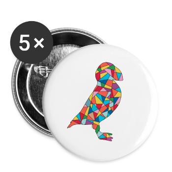 Puffin Papageientaucher Mädchen Papageitaucher - Buttons groß 56 mm (5er Pack) - Weiß - Vorne