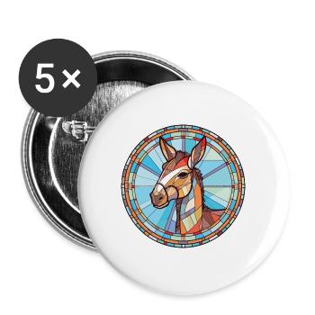 Esel buntes Aquarell Tier Haustier Illustration - Buttons groß 56 mm (5er Pack) - Weiß - Vorne