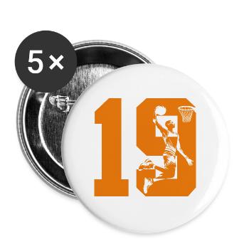 NUMBER 19 BASKETBALL 19TH BIRTHDAY - Buttons large 2.2''/56 mm (5-pack) - white - Front