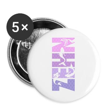 Kinder Geburtstag Mädchen 10 Jahre Meerjungfrau - Buttons groß 56 mm (5er Pack) - Weiß - Vorne