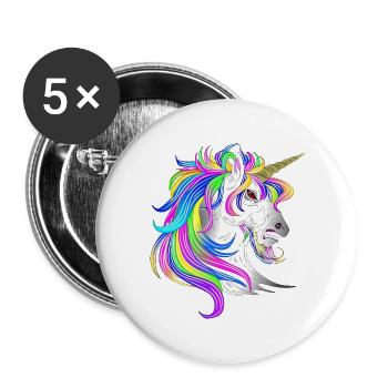 Einhorn wütend - Buttons groß 56 mm (5er Pack) - Weiß - Vorne
