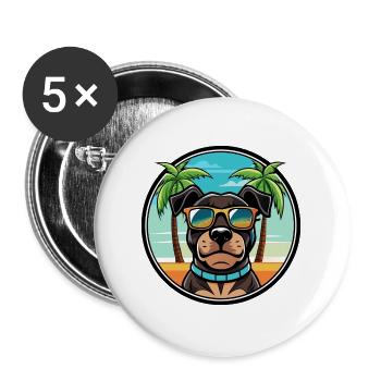 Rottweiler Chien Race Dessin Animé Lunettes De Soleil Plage - Lot de 5 grands badges (56 mm) - blanc - Devant