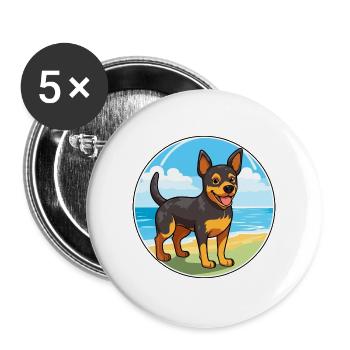 Lancashire Heeler Hund Rasse Cartoon Kawaii Clipart - Buttons groß 56 mm (5er Pack) - Weiß - Vorne