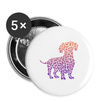 Dackel Mama Dachshund Hundehalterin Teckel - Buttons groß 56 mm (5er Pack) - Weiß - Vorne