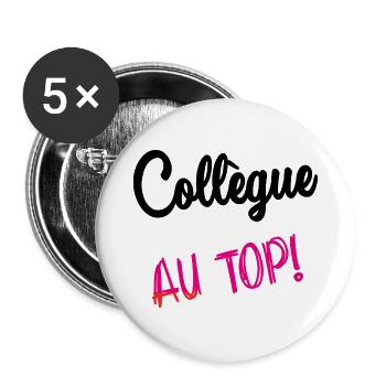 KOLLEGE. HUMOR. RUHESTAND. RUHESTAND. PENSIONIERT - Buttons groß 56 mm (5er Pack) - Weiß - Vorne