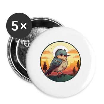 Kuckuck buntes Aquarell Cartoon Kawaii Tier - Buttons groß 56 mm (5er Pack) - Weiß - Vorne