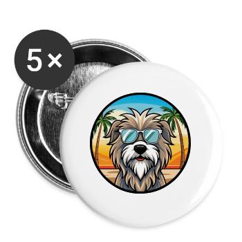 Lunettes de soleil Bergamasco Shepherd Dog Breed Cartoon - Lot de 5 grands badges (56 mm) - blanc - Devant