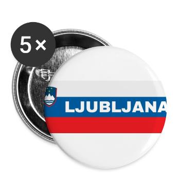 Ljubljana Stadt in slowenischer Flagge - Buttons groß 56 mm (5er Pack) - Weiß - Vorne