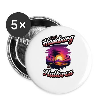 From Hamburg to Mallorca - Red Text Edition - Buttons groß 56 mm (5er Pack) - Weiß - Vorne