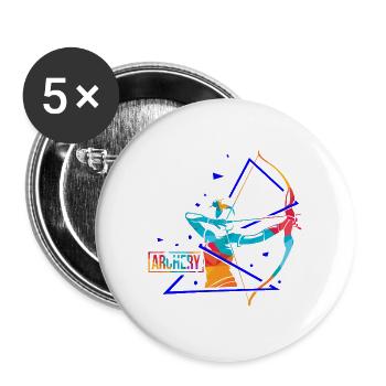 Präziser Bogensport Turniertag - Buttons groß 56 mm (5er Pack) - Weiß - Vorne
