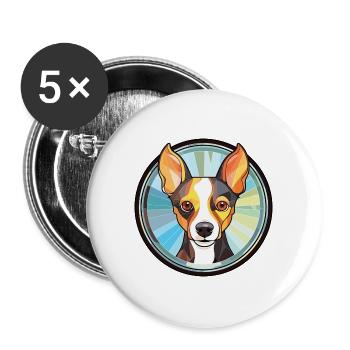 Ratterrier-Hunderasse Aquarell-Illustration - Buttons groß 56 mm (5er Pack) - Weiß - Vorne