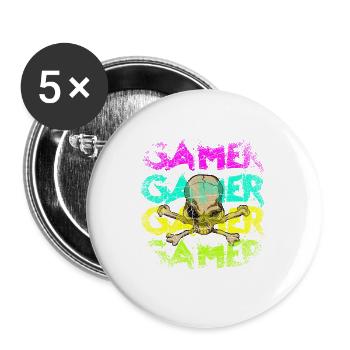 Gamer - Buttons groß 56 mm (5er Pack) - Weiß - Vorne