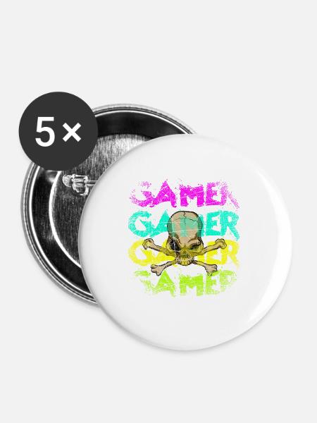 Gamer - Buttons groß 56 mm (5er Pack) - Weiß