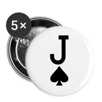 Carte à jouer au poker - Jack of Spades / Jokers - Lot de 5 grands badges (56 mm) - blanc - Devant