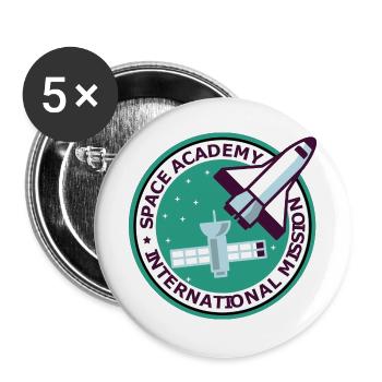 "Vintage Space Academy International" - Buttons groß 56 mm (5er Pack) - Weiß - Vorne
