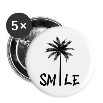 Einfach lächeln - Buttons groß 56 mm (5er Pack) - Weiß - Vorne