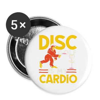 Scheibengolf ist mein Kardiotraining Freizeit-Werf - Buttons groß 56 mm (5er Pack) - Weiß - Vorne