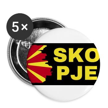 Skopje City with North Macedonia Flag Design - Buttons large 2.2''/56 mm (5-pack) - white - Front