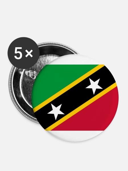 St. Kitts und Nevis - Buttons groß 56 mm (5er Pack) - Weiß