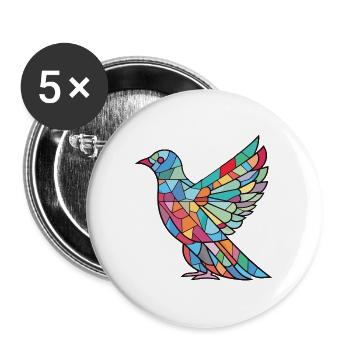 Taube Buntes Aquarell Tier Haustier Illustration - Buttons groß 56 mm (5er Pack) - Weiß - Vorne