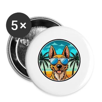 Berger Hollandais Chien Race Dessin Animé Lunettes De Soleil Plage - Lot de 5 grands badges (56 mm) - blanc - Devant