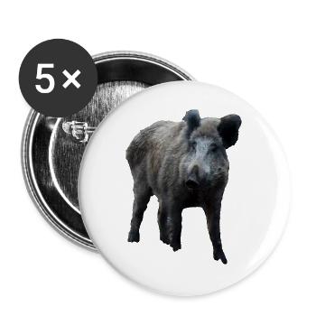 Wildschwein Wildsau Schwein Sau Schweine - Buttons groß 56 mm (5er Pack) - Weiß - Vorne