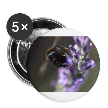 Biene lavendel Lavendelblüte - Buttons groß 56 mm (5er Pack) - Weiß - Vorne