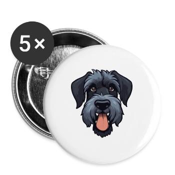 Riesenschnauzer Hunderasse Aquarell Cartoon Kawai - Buttons groß 56 mm (5er Pack) - Weiß - Vorne