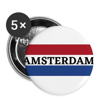 La ville d’Amsterdam dans le drapeau néerlandais - Lot de 5 grands badges (56 mm) - blanc - Devant