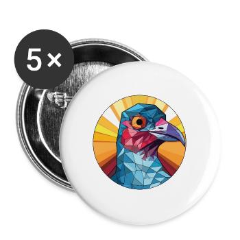 Kuckuck buntes Aquarell Tier Haustier Illustration - Buttons groß 56 mm (5er Pack) - Weiß - Vorne