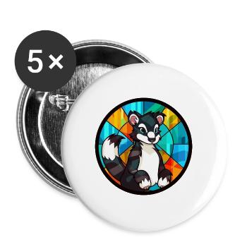 Stinktierglas bunte Karikatur Kawaii Tier - Buttons groß 56 mm (5er Pack) - Weiß - Vorne
