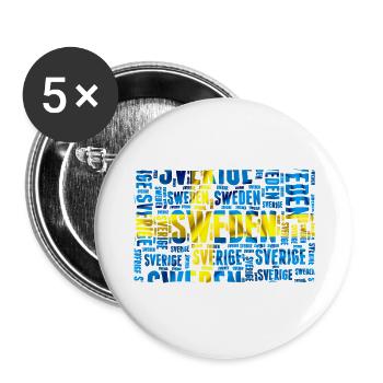 Schweden Flagge - Buttons groß 56 mm (5er Pack) - Weiß - Vorne