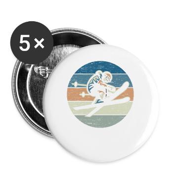 Ski Fahrer Vintage - Buttons groß 56 mm (5er Pack) - Weiß - Vorne