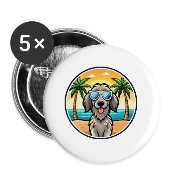 Deutsch Langhaar Vorstehhund Rasse Cartoon Strand - Buttons groß 56 mm (5er Pack) - Weiß - Vorne