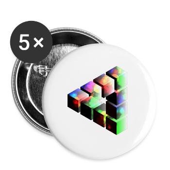 Kuben Lichtspiel Farbrauschen - Buttons groß 56 mm (5er Pack) - Weiß - Vorne
