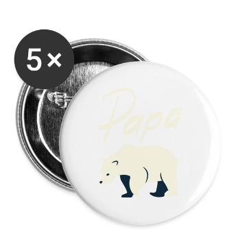 Papa ours - Buttons groß 56 mm (5er Pack) - Weiß - Vorne