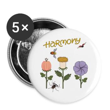 Harmonie Flowers - Buttons groß 56 mm (5er Pack) - Weiß - Vorne