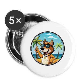 Auvergne Vorstehhund Rasse Cartoon Sonnenbrille Strand - Buttons groß 56 mm (5er Pack) - Weiß - Vorne