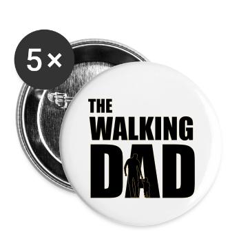 Der wandelnde Papa (schwarz) Kontur Gold - Buttons groß 56 mm (5er Pack) - Weiß - Vorne