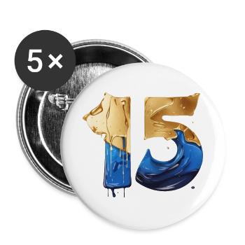 NO. 15 NUMBER 15 COOL 15TH BIRTHDAY - Buttons large 2.2''/56 mm (5-pack) - white - Front