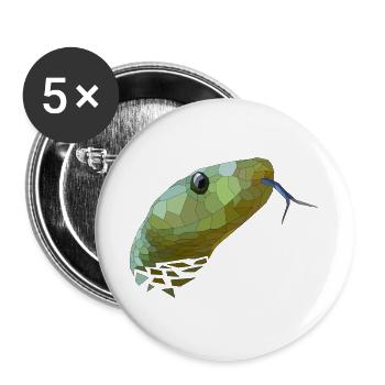 Schlange geometrisch Low Poly - Buttons groß 56 mm (5er Pack) - Weiß - Vorne