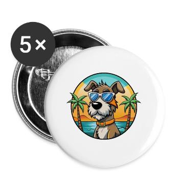 Istrischer Drahthaarhund Hunderasse Cartoon Beach - Buttons groß 56 mm (5er Pack) - Weiß - Vorne