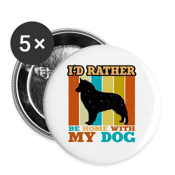 Böhmischer Schäferhund Liebe Silhouette Retro Sonnenuntergang - Buttons groß 56 mm (5er Pack) - Weiß - Vorne