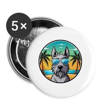 Scottish Terrier Hunderasse Cartoon Sonnenbrille Strand - Buttons groß 56 mm (5er Pack) - Weiß - Vorne