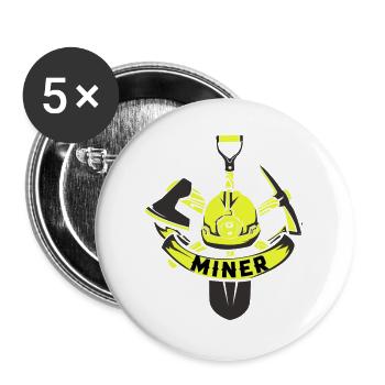 Unermüdlicher Bergmann Stollenbau - Buttons groß 56 mm (5er Pack) - Weiß - Vorne