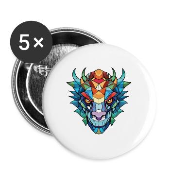 Drache Buntes Aquarell Tier Haustier Illustration - Buttons groß 56 mm (5er Pack) - Weiß - Vorne