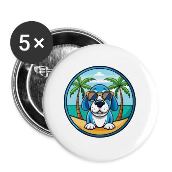 Lunettes de soleil de dessin animé Blue Gascony Basset Dog Breed - Lot de 5 grands badges (56 mm) - blanc - Devant