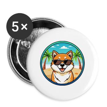 Shih Poo Hunderasse Cartoon Sonnenbrille Strand - Buttons groß 56 mm (5er Pack) - Weiß - Vorne